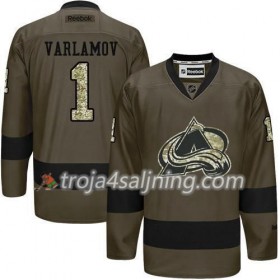 Colorado Avalanche tröja Semyon Varlamov 1 Adidas 2017-2018 Camo Grön Authentic - NHL Tröjor Herr